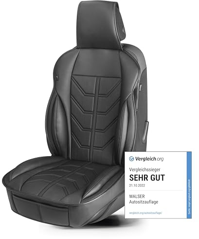 Walser Premium Sitzauflage Auto Kimi, Sitzschoner schwarz, Vergleichssieger* Auto Sitzauflagen, Sitzbezug Vordersitze, Schonbezug Autositz, Autositzauflage Vordersitze PKW/LKW