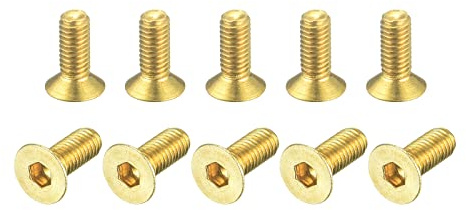 sourcing map 24 Stück Senkkopf-Innensechskantschrauben Flachkopf M3-0,5x8mm | Kopfschraube, Messing, Innensechskantantrieb