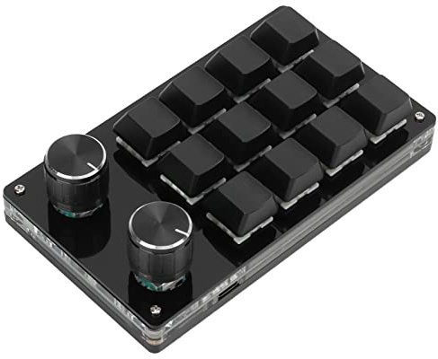 Tbest programmierbare Makro-Tastatur, 12 Tasten, Multifunktions-DIY, für Office und Gaming, USB-C, Schwarz