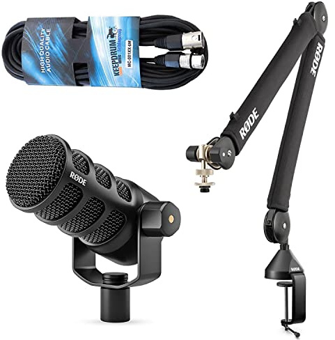 Rode Podmic USB XLR Mikrofon + PSA-1+ Plus Gelenkarm-Stativ + keepdrum XLR-Kabel