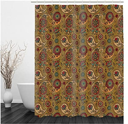 Whoiy Duschvorhang Waschbar Blumen, Duschvorhang Eckbadewanne 165X180cm Polyester Badegardinen Bunt Wasserdicht