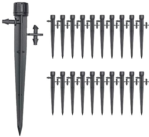 UCLEVER 30 Stück Micro Bewässerung Tropfer mit Verbinder für 4mm / 7mm Rohr, Tropfbewässerung Einstellbar Pflanze Garten Wasser Bewässerung Micro bewässerung