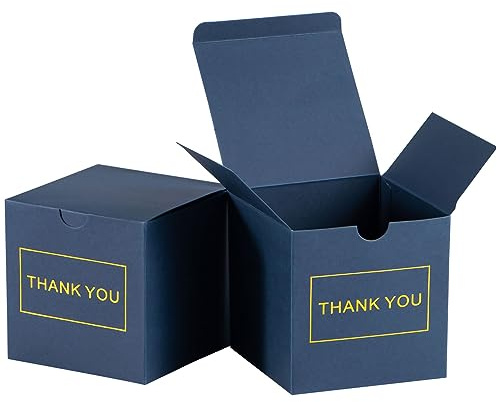 NIGNYA Små presentaskar 50-pack 10 x 10 x 10 cm tacka marinblå presentaskar med lock för bröllopsfestgåva, prydnader, brudtärneförslag, bagerikakor, ljuslådor förpackning, gåvor, gåvor,