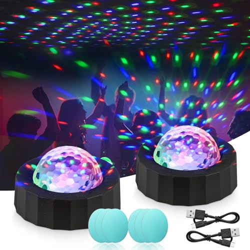 URAQT Mini Disco Ball Light, 3 Coloured LED, Sound Activated, USB Rechargeable, Party & Car Light