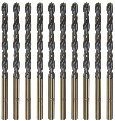 QUARKZMAN 10 Stück HSS Spiralbohrer Set 4 mm, Titanbeschichtung, Gerader Griff, Metall-bohrer für Edelstahl, Aluminium, Hölzern und Hartplastik