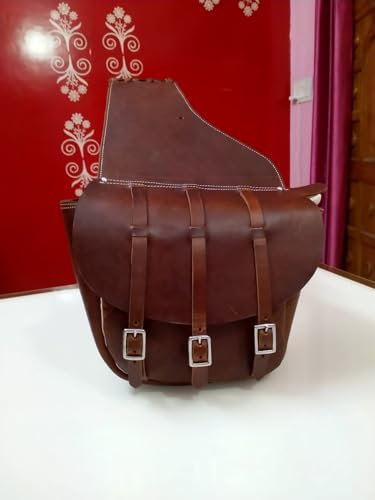 EQUIGEAR Western-Leder-Satteltasche für Pferde | Reitvergnügen Wanderritt geeignet für Reiten und Fassrennen | Satteltasche mit verstellbarem Riemen GRÖSSE: 10X10X3 SA-22