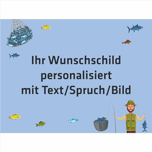INDIGOS UG - Aluverbundplatte Schild - Beruf - Fischer - 60x40 cm - Firmenschild - wetterfest personalisiert mit Foto, Logo und Text - individuelle Schilder für Tür, Wand, Büro Garage