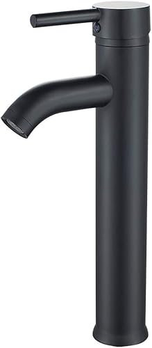 Badezimmer Wasserfallbecken, Waschbecken, Einbauwaschbecken, Einloch-Mischwassermischer, schwarz hoch