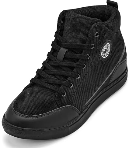 CALTO Scarpe da uomo invisibili, altezza crescente, con lacci, in velluto a coste, altezza 6,6 cm, Onice Suola Nera, 12.5 UK