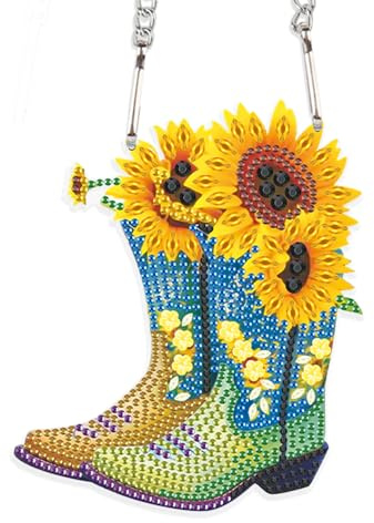 DCIDBEI 5D Special Diamant Painting Bilder Sonnenblume, Sonnenfänger Diamond Painting Stiefel, Wand Dekorieren Büro Wohnzimmer Erwachsene, Anhänger für Fenster, Basteln, Malen & Handarbeiten