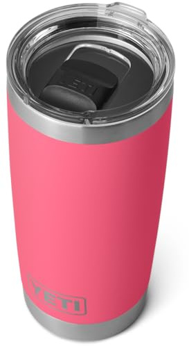 YETI Rambler Gobelet de 591 ml (rose tropical) – Tasse à café de voyage en acier inoxydable avec couvercle MagSlider (non étanche) – Tasse à café isotherme pour garder les boissons chaudes ou froides