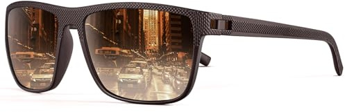 HENGOSEN Sonnenbrille-Herren-Damen Quadrat Polarisierte leicht Sunglasses UV-Schutz für Fahren