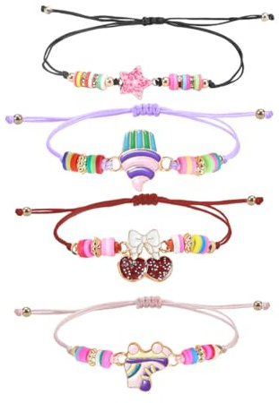 EIROVYA Pulseras niños cumpleaños,regalitos cumpleaños invitados niños,Pulseras para Niños 4 Piezas - Lindas Pulseras de Animales en Forma de Piña Arcoíris para Niños Divertidos