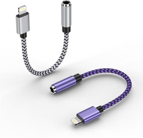 Lightning Auf 3,5mm Klinke [MFi Zertifiziert] iPhone Aux Adapter, 2Pack Aux Audio Dongle Kopfhörerkabel Konverter Kompatibel Mit iPhone 14/14 Pro/14 Pro Max/13/13 Pro/12/11/XR/XS/X/8/7