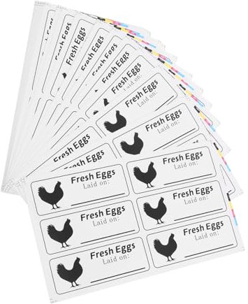 NUOBESTY 40 Sheets Handwritten Label Sticker for Fresh Eggs Removable Food Labels Date Stamp for Eggs Dates
