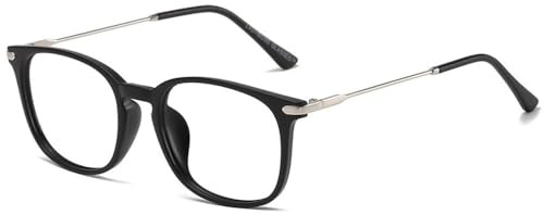 LNTICB® Lunettes Anti Lumière Bleue Lunette Gaming d'Ordinateur Homme Femme Monture TR90 Ultra Légère Stylé Rectangulaire Temple du Métal Verres Transparent Filtre UV Anti Fatigue Protection Ecrans