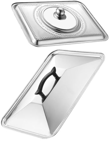 ULTECHNOVO 2pcs Stainless Steel Square Plate Lid Microwave Cover Food for Cooking Pot Lid Replacement for Home Restaurant