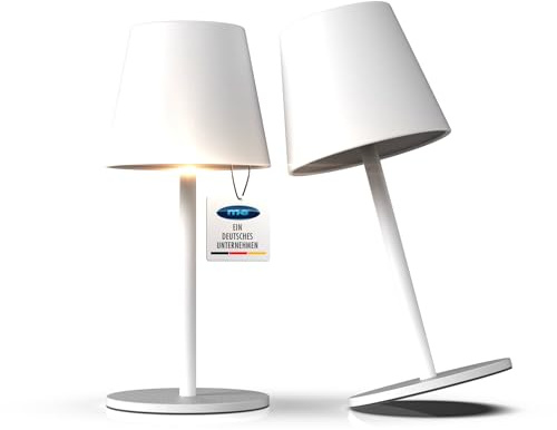 m-e LUNA-80-W, 2er-Set dimmbare kabellose LED Akku-Tischleuchte, 5200mAh, 8-72 Std Leuchtdauer, höhenverstellbar (5 Höhen), Touch-Sensor, Warmweiß & Farbwechsel (7 Farben), aus Metall