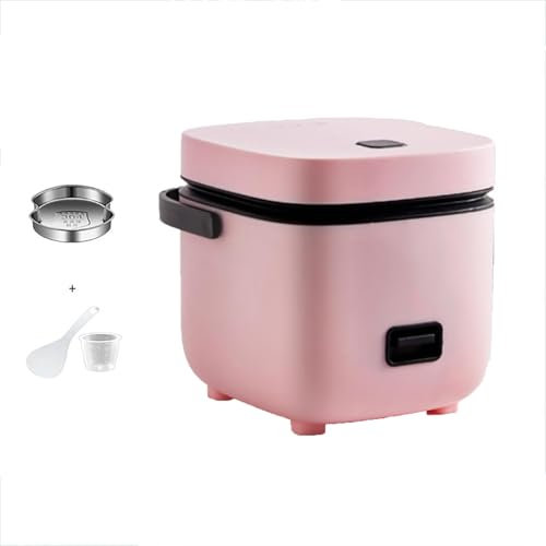 PanHuiWen Rice Cooker And Steamer for 2, Small Electric Rice Cooker Small Pot For Cooking Porridge 2 Cup, with Keep Warm Function 200w,Pink