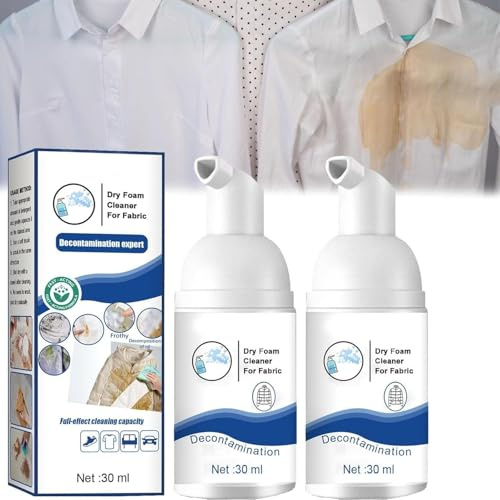 Limpiador de Espuma Seca, Spray para Limpieza En Seco de Ropa, Espuma Limpiadora Multiusos para Limpieza En Seco de Ropa, Agente Sin Enjuague, Quitamanchas, 30 Ml (2 Piezas)