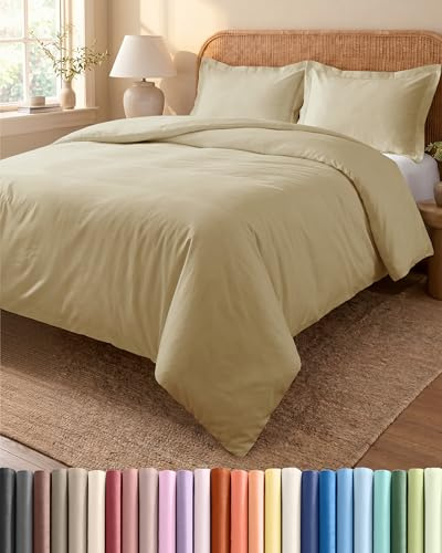 3-Teiliges Bettwäsche-Set 155x220 cm Beige, Bettbezug mit 2 Kissenbezügen 80x80 cm, Gebürstete Mikrofaser, Reißverschluss und Eckbänder, Weich Knitterfrei Oeko-TEX Zertifiziert, 3PC Einzelbett | Anti-Falten, weich und atmungsaktiv, hypoallergen, mit Reißverschluss, maschinenwaschbar, Oeko-Tex zertifiziert