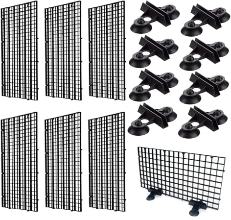 Griglia Divisoria per Acquario, Divisorio a Griglia per Acquario, 6PC(30 * 15CM) Divisori per Acquario, Separatore per Acquario Griglia, con 8 di Clip Ventosa, per Mantenere Pesci Diversi dalla Lotta