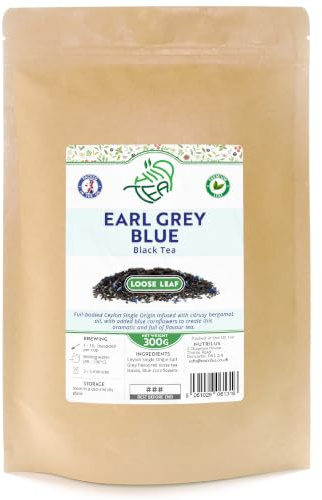 Earl Grey Blue Loose Leaf Tea – Premium Ceylon Black With Bergamot (300g) | With Blue Cornflowers – Ceylon Single Origin – Rich & Aromatic – Resealable Pouch