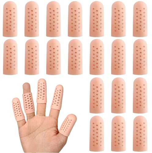 Manicotti per Dita in Silicone,20 pezzi Proteggi Dita in Silicone,Maniche per Dita Traspiranti,Copridita Mani Traspiranti,Protezioni Per le Dita,per dita screpolate
