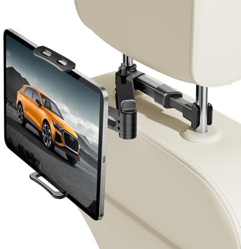 YADOBIG Tablet Halterung Auto Kopfstütze, 360° Drehung iPad Halterung Auto, mit Faltbarem Teleskoparm, Anti-Stoß, Anti-Rutsch, für iPad, Switch, Kindle und Andere 4.7-13 Zoll Geräte, Schwarz