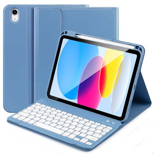 Zabatoco Teclado para iPad 11 Generación (A16) 2025 & iPad 10 Generación 2022, Funda con Teclado Español Bluetooth Compatible con Modelos A2696/ A2757/ A3354/ A3355 (iPencil no Incluido)