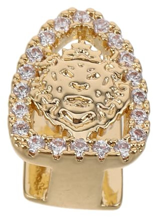 VERDANVERSE Mundgrill Fake Für Cosplay Dekorativer Zahnschmuck Metall Einzelzahnkappe Für Hip-hop Tier-löwenmuster Zahngrill Für Rapper Party Accessoires