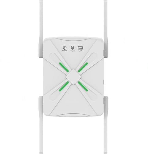 Estensione WiFi, Ripetitore 5 GHz e 2,4 GHz a doppia banda, 4 x Antenna per 4000 piedi quadrati e 45 dispositivi, Internet Booster, Configurazione rapida, Router