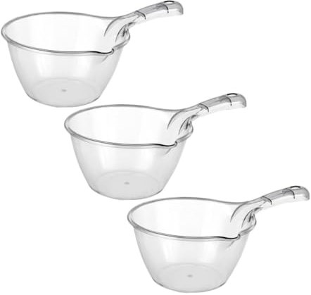 KOCKSHION Mestolo Per Acqua in 3 Pezzi, Set Di Mestolo Grandi e Piccoli Impugnatura Ergonomica, Mestoli Portatili Multiuso Per Cucina, Bagno e Giardinaggio