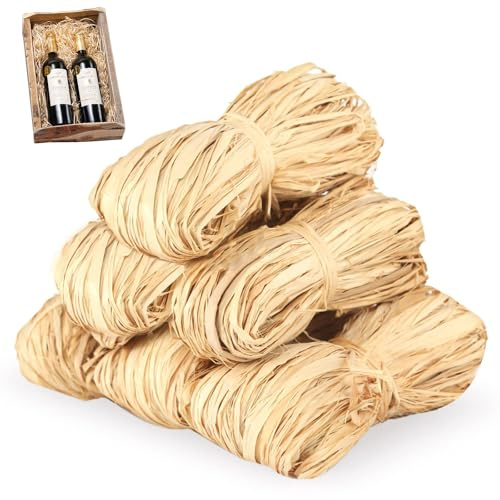Rafia Naturale, 300 g di Nastro di rafia, Corda di Carta, Tessitura, Fioristi e Giardinieri, Nastro di rafia per Confezioni Regalo, per Decorazioni, Fioristi, Giardino, Matrimonio