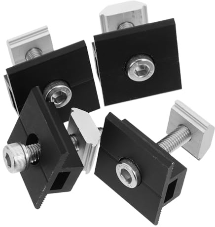 TEHAUX 4 pezzi Kit Staffe Montaggio Pannello Solare in Alluminio Resistente con Morsetti Centrali Regolabili per Fissaggio Sicuro Moduli Fotovoltaici con Preforati per Installazione