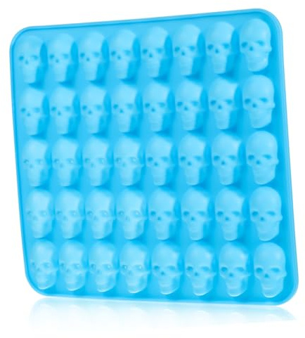 MOTHNUR Stampo Silicone Biscotti Mini Teschio Cavità per Dolci Halloween Formine Biscotti Creative e per Torte Uova e Dolcetti Blu