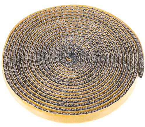 Angoily Junta de Cuerda Plana para Estufa de Leña 3 MM X 10 MM X 3 M Fibra de Vidrio Negra Resistente a Altas Temperaturas Adhesivo Doble Cara Sellado Térmico para Puertas de Estufa y