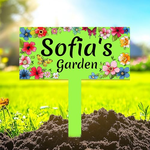 Garden Signs with Stake Personalized,Custom Gardener Name Metal Sign Outside Decor,Customized Gardening Gifts for Mom Grandma,Flower Welcome Plaque Decorative for Outdoor Yard Lawn Patio Camping Gift