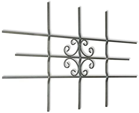 Kaloriko Grille de fenêtre 69 x 114 cm en acier galvanisé solide 12 x 12 mm Barres carrées Protection contre l'effraction Cadre de fenêtre Montage mural extérieur Grille de protection pour maison