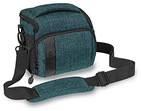 Pedea Kameratasche Fashion für Spiegelreflex DSLR SLR Spiegelreflexkamera Fototasche für DLSM Systemkamera mit Regenschutzhülle für Zubehör und Objektive, Gr. L Petrol