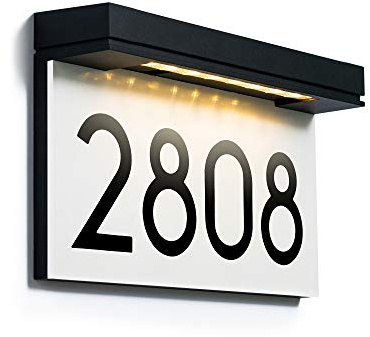 Address Plaques for House Solar Powered, House Number for Outside, LED Address Sign Outdoor Waterproof 3000K Warm White