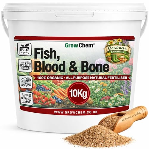 Grow Chem Fish Blood & Bone Fertiliser (10KG Bucket) All Purpose Plant Food | Easy-Apply, Natural Plant Food and Soil Activator, Blood Fish and Bone Meal Fertiliser for Healthy Flowers, Produce & Lawns