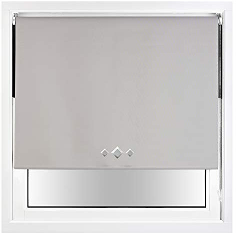 FURNISHED Verdunkelungsrollo mit dreifach diamantierten Ösen und zuschneidbaren Metallbeschlägen – Grau, 55W x 210H cm