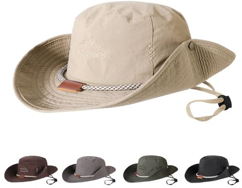 TAGVO Fischerhut für Unisex - Faltbarer UV Schutz Wasserdicht Atmungsaktiv Boonie Hut Mit Kinnriemen, Eimer Safari Wanderhut Anglerhut Regenhut Sonnenhut Outdoor Bucket Hat für Herren Damen