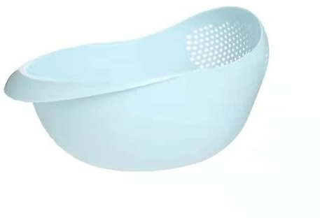 Scolapasta in plastica per riso, con manici, ciotola per riso, colino, scolapasta per lavello e utensili da cucina (blu)