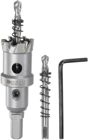 QUARKZMAN Metal Agujero Sierra Cortador Carburo 25mm / 0.98 Diá para Acero Inoxidable, Metal, Aleación Aluminio, Cobre, Latón, Plástico, con Brocas Central Extra