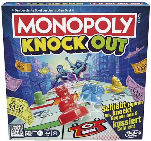 Monopoly Knockout, the extra hard version of the classic, fast game on the shuffleboard for up to 8 players, Christmas board game for the whole family