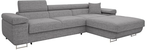 Mirjan24 Ecksofa Torezio Mini mit Bettkasten, Einstellbare Kopfstützen, Bequeme Polsterung, Eckcouch mit Schlaffunktion für Wohnzimmer L-Form Couch mit Bettfunktion (Lux 05, Seite: Rechts)