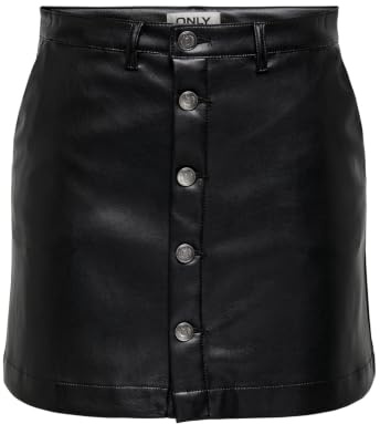 Only ONLAMAZING-Liora HW Jupe en Faux Cuir PNT, Noir, XS
