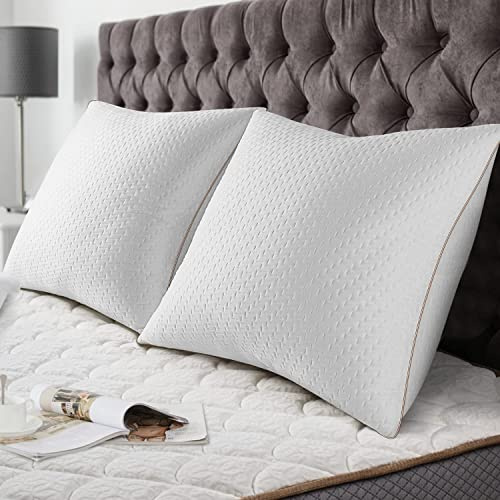 BedStory Kopfkissen 40x40 2er Set mit abziehbarem Bambusfasern Bezug | Verstellbare Faserfüllung, 400 g Polyesterfüllung pro Kissen, milbenhemmend, bequemes, weiches und atmungsaktives Kissen